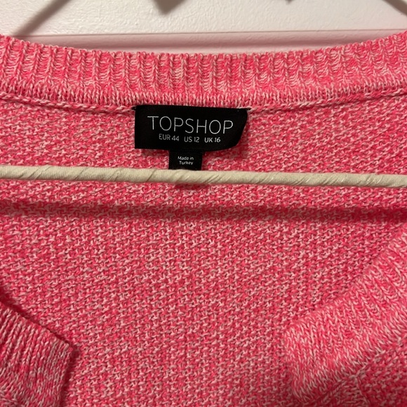 Topshop pink & white marl cardigan, size US 12 - Picture 3 of 6
